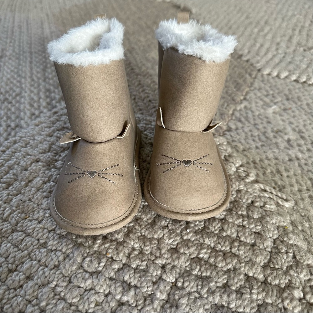 Carter's Baby Booties with White Faux Fur Lining